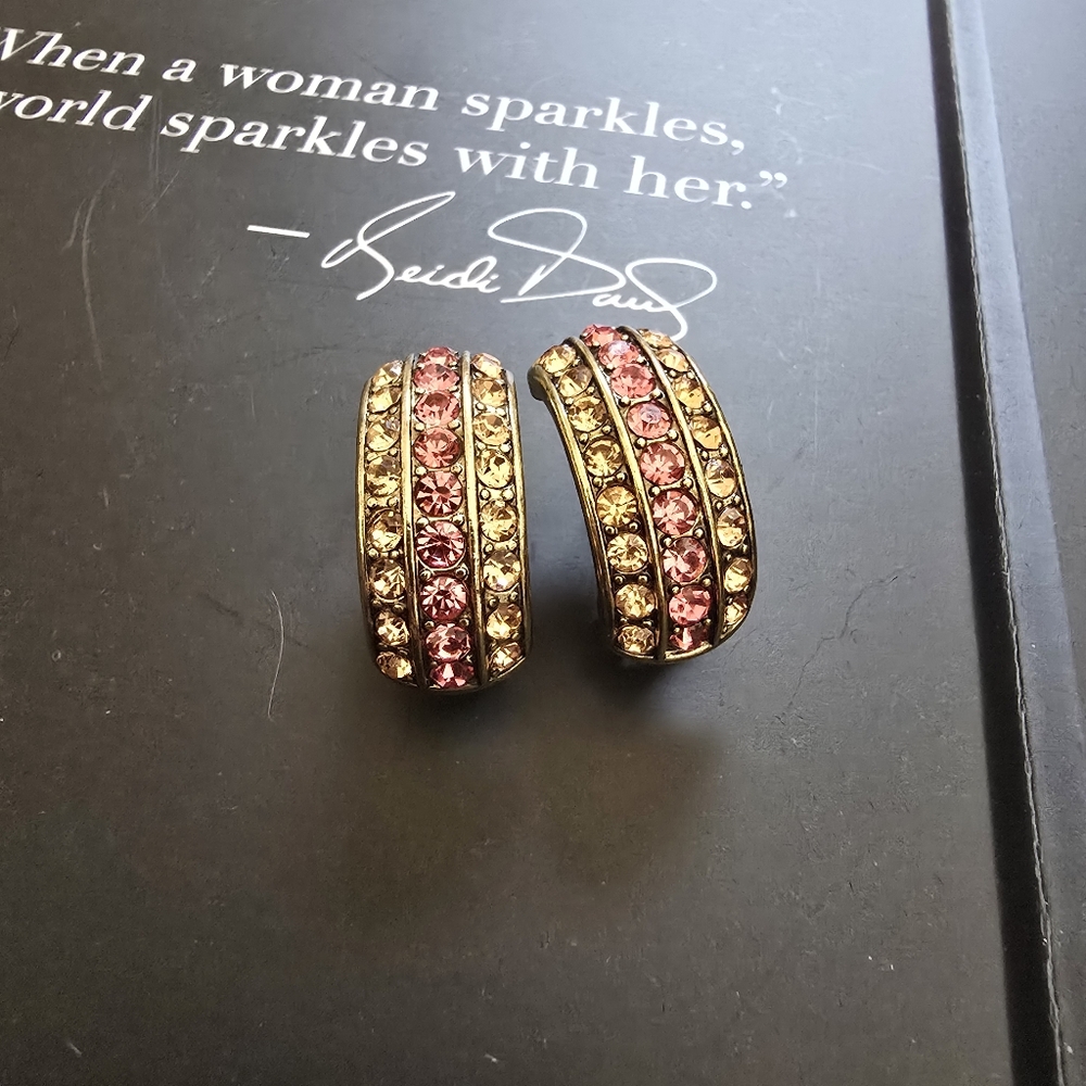 Heidi Daus Gold and Pink Statement Necklace, Earring, Bracelet Set - Picture 3 of 13